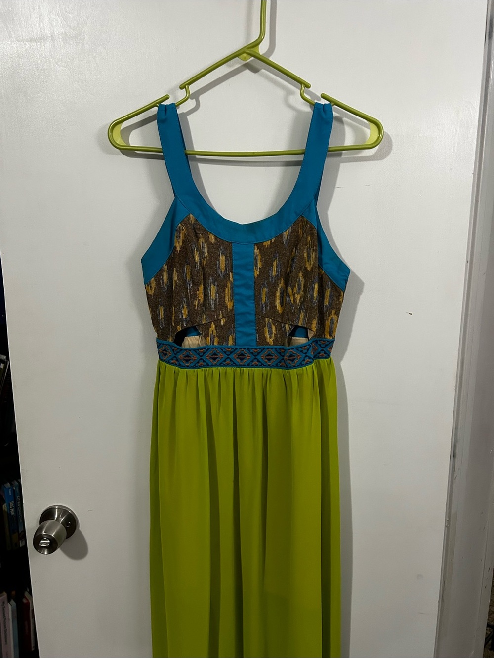 Flying Tomato Teal and Lime Colorblock Maxi Dress